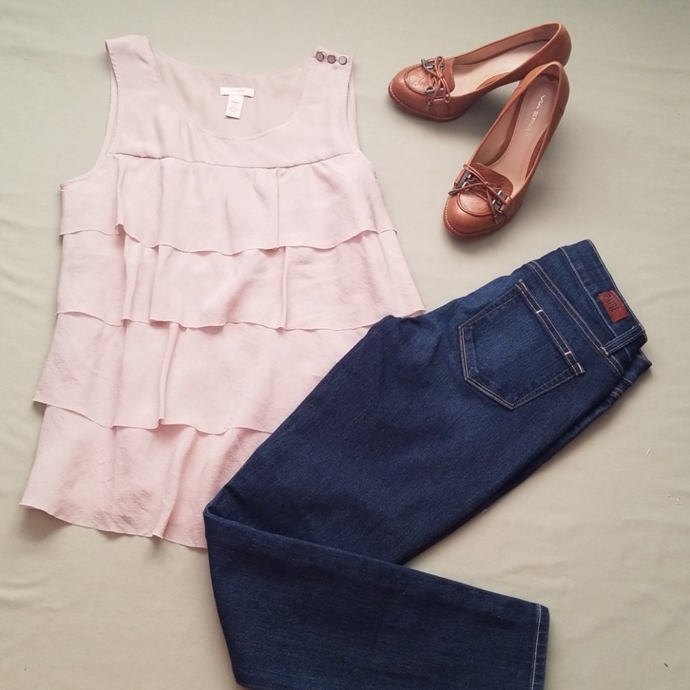 J.Crew Silk Tiered Ruffle Tank Nude Size 4